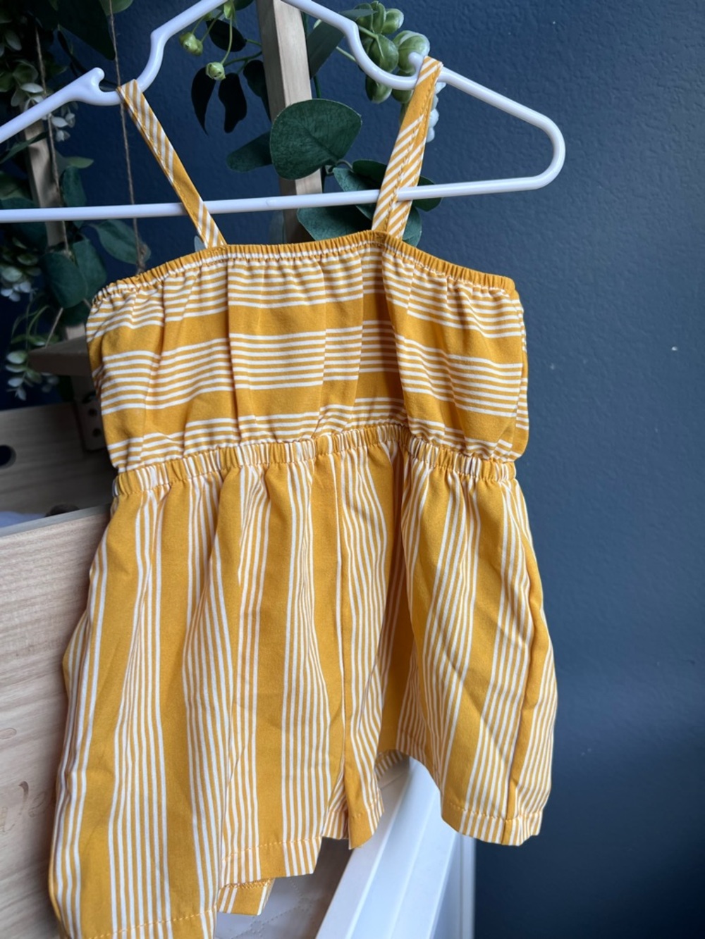 SHEIN Yellow and White Striped Sundress Romper